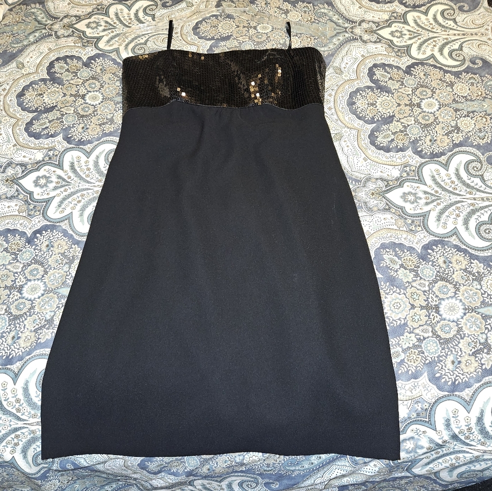 Ann Taylor Petites strapless black sequin gown size 6P